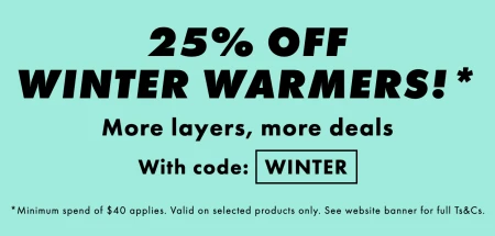 Extra 25% Off Winter Warmers at ASOS