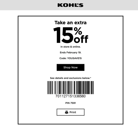 Extra 15% Off your Order at Kohl's