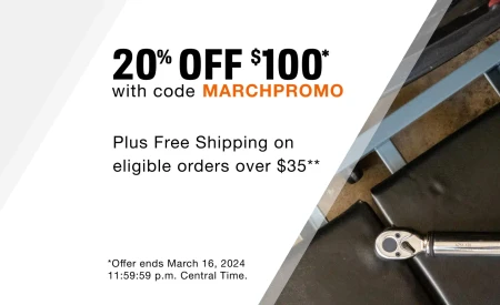 Extra 20% Off your order of 100$ at AutoZone in March